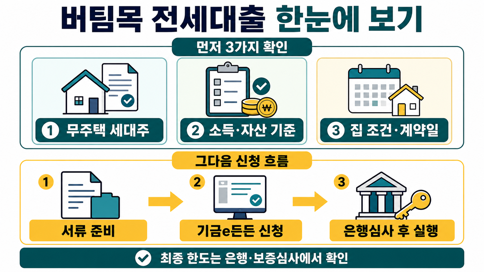 버팀목 전세자금대출 신청 전 확인 순서를 보여주는 절차 이미지