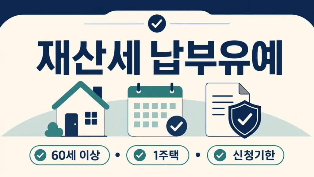 60세 이상 1세대 1주택자의 재산세 납부유예 조건과 신청기한 안내