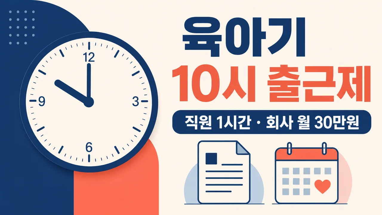 육아기 10시 출근제 직원 1시간 단축과 회사 월 30만원 지원 안내
