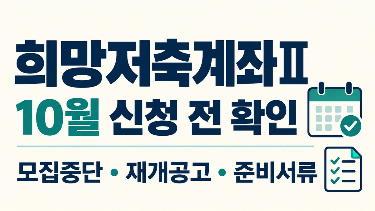 희망저축계좌Ⅱ 10월 신청 전 모집중단·재개공고와 준비서류 확인 안내
